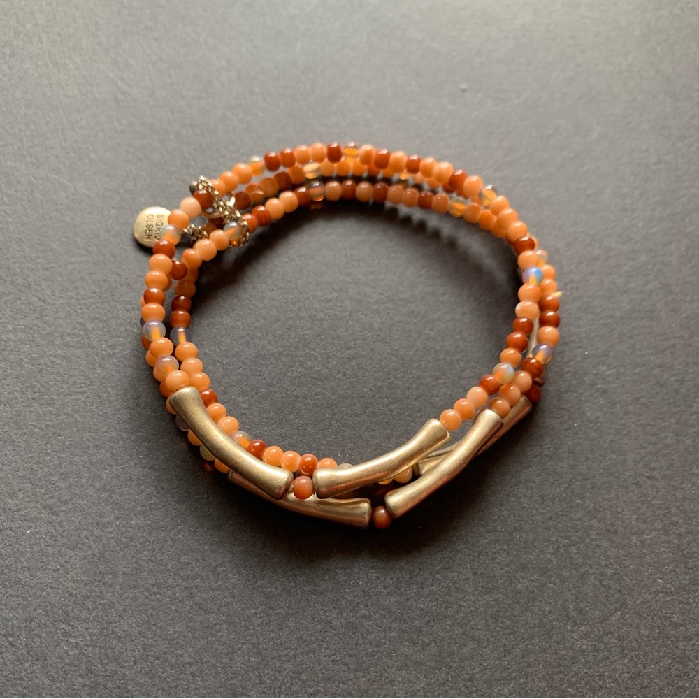 Sigrid Olsen 3 Strand Glass Beaded Bracelet | Gold Accent - Picture 5 of 6